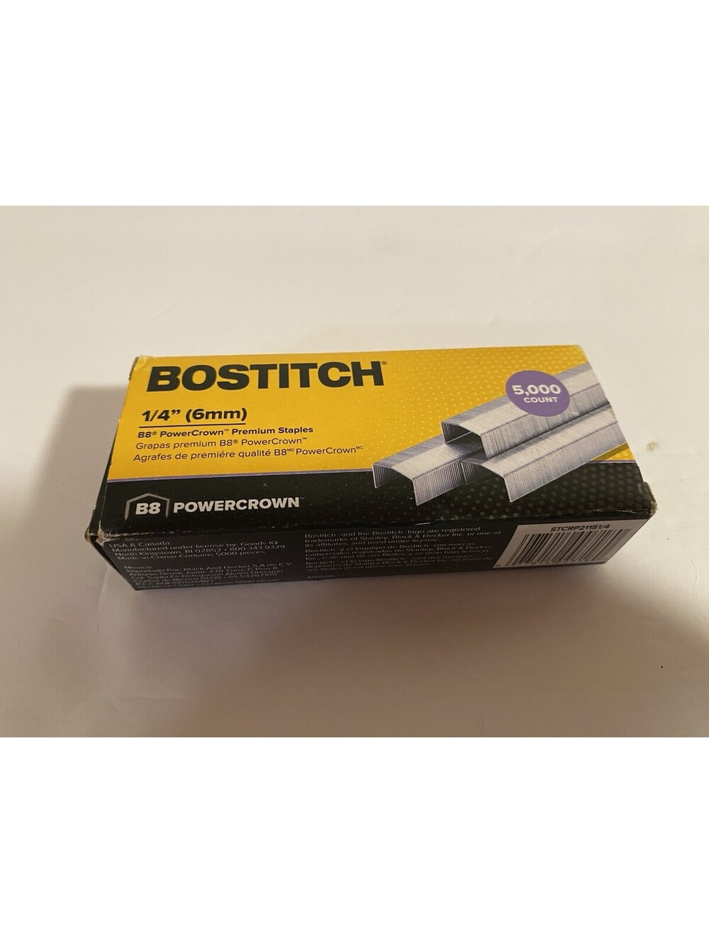 Bostitch B8 PowerCrown 1/4" (6mm) Premium Staples 5,000 Count